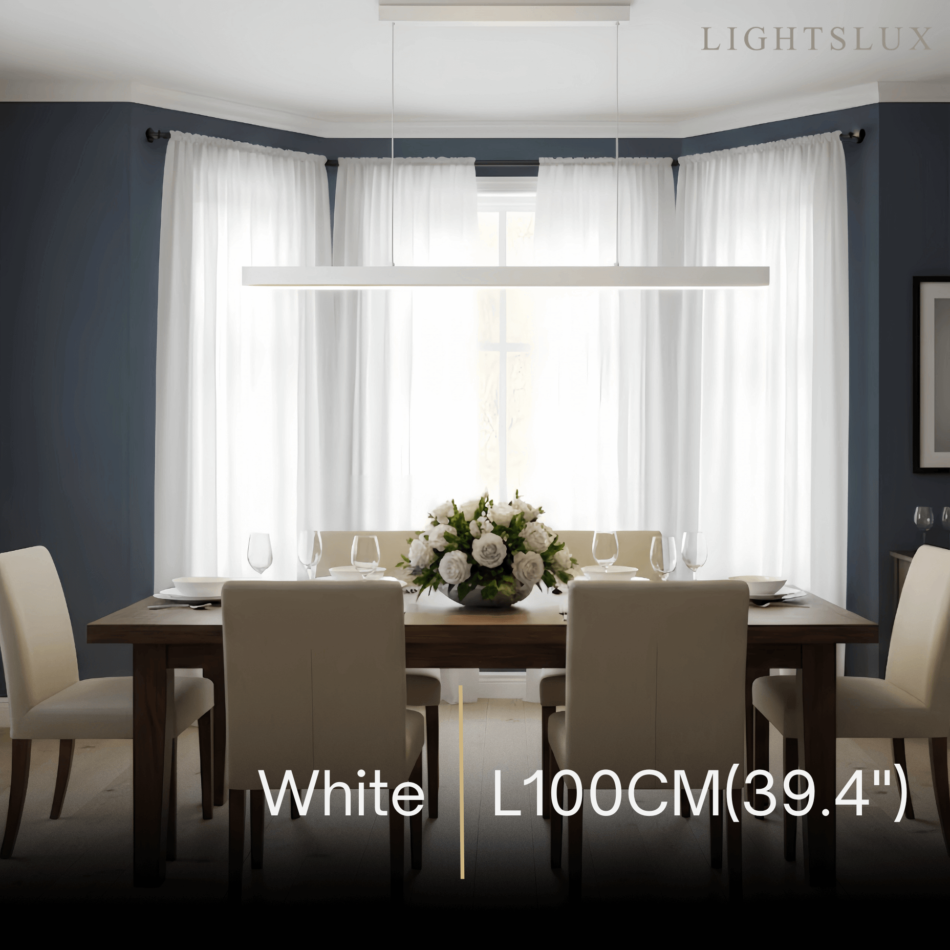 Minimalist Dimmable Linear Pendant Light – Black or White Acrylic for Dining Room - Flindria