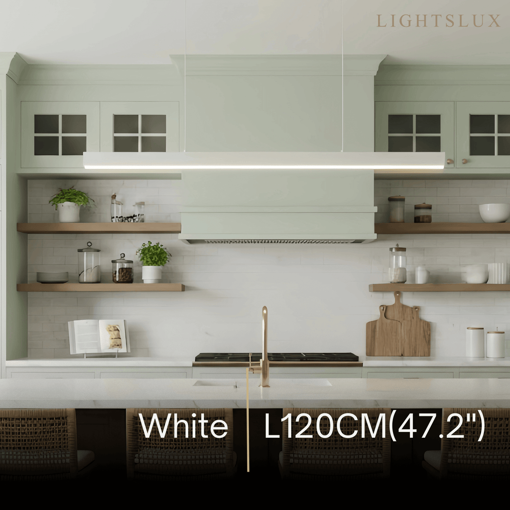 Minimalist Dimmable Linear Pendant Light – Black or White Acrylic for Dining Room - Flindria