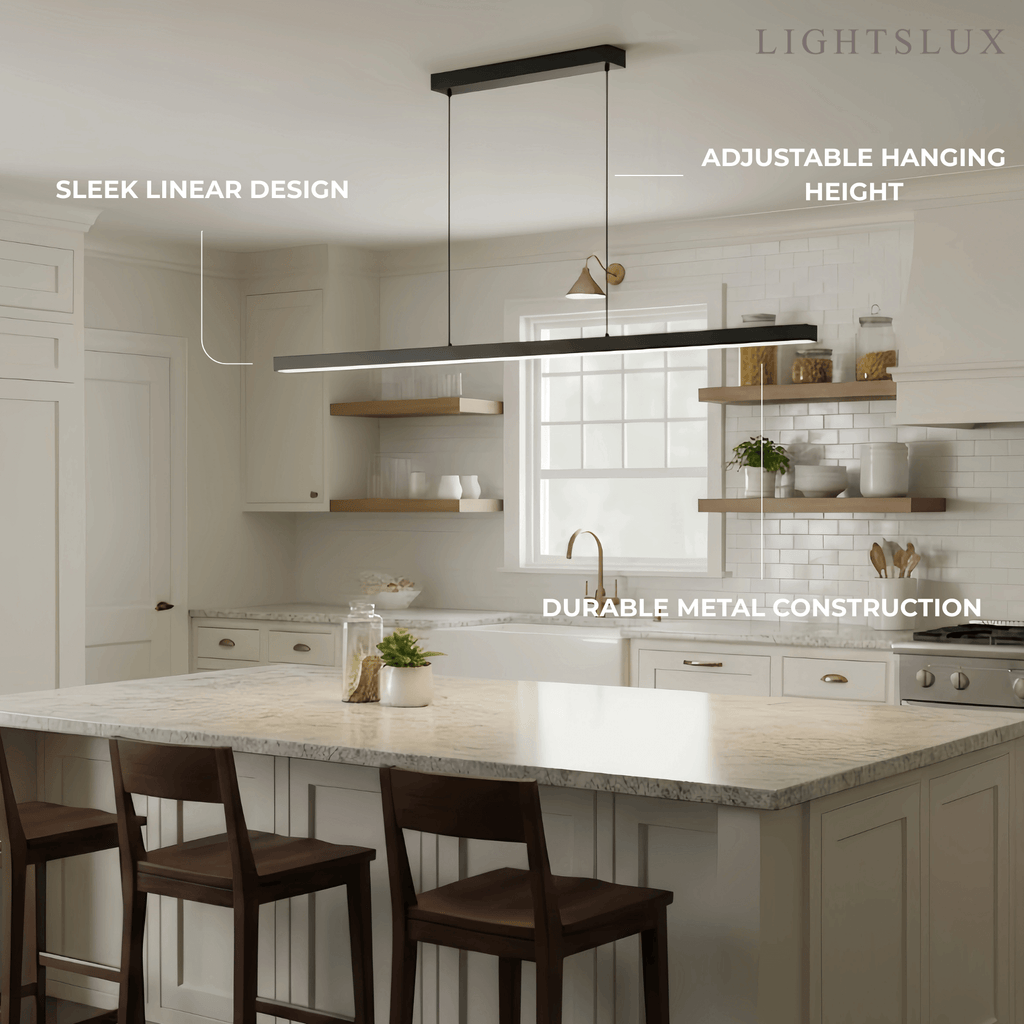 Minimalist Dimmable Linear Pendant Light – Black or White Acrylic for Dining Room - Flindria