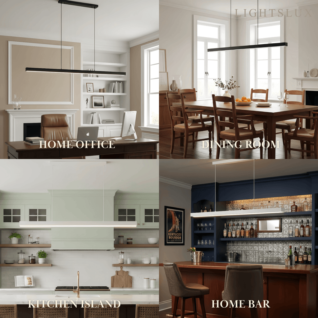 Minimalist Dimmable Linear Pendant Light – Black or White Acrylic for Dining Room - Flindria