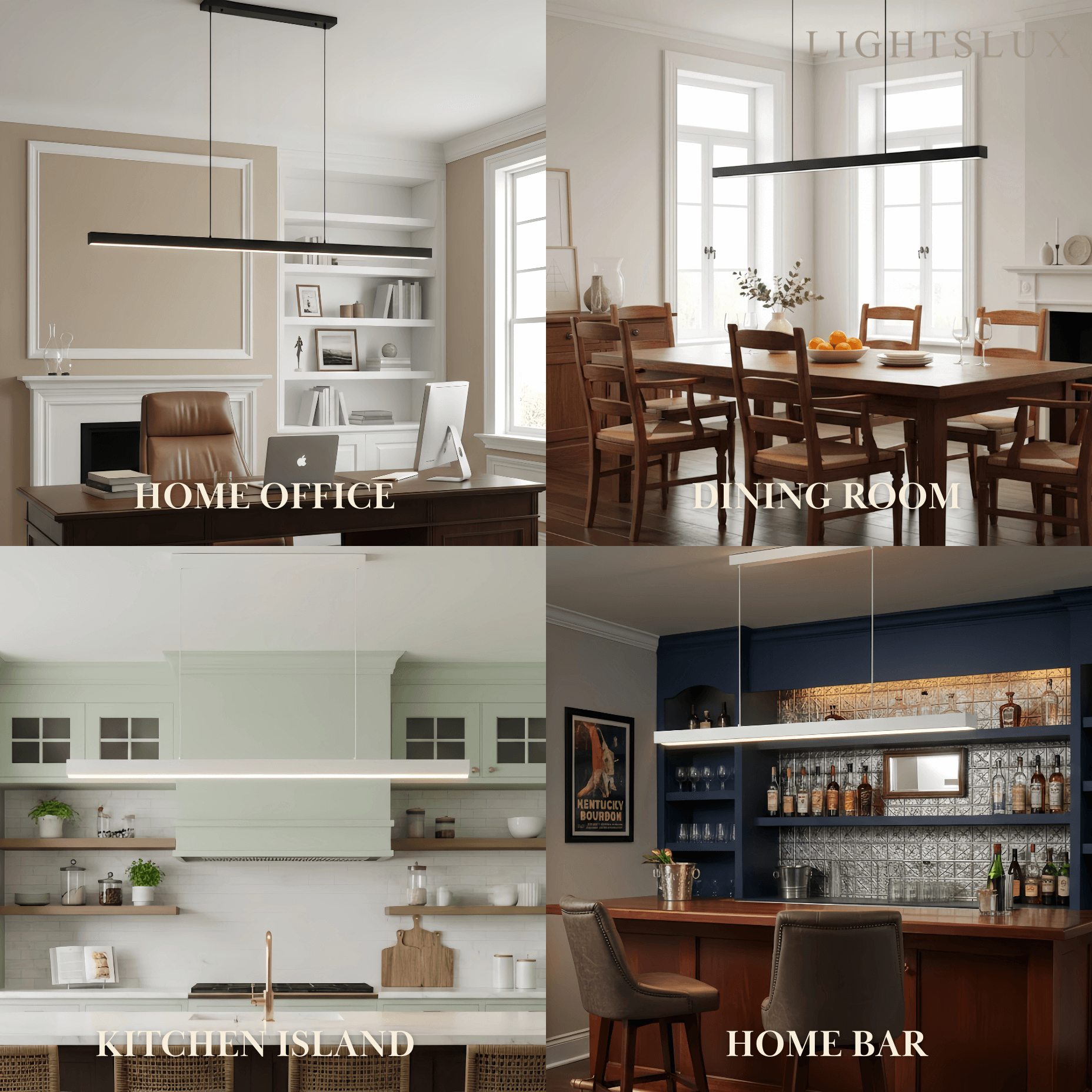 Minimalist Dimmable Linear Pendant Light – Black or White Acrylic for Dining Room - Flindria