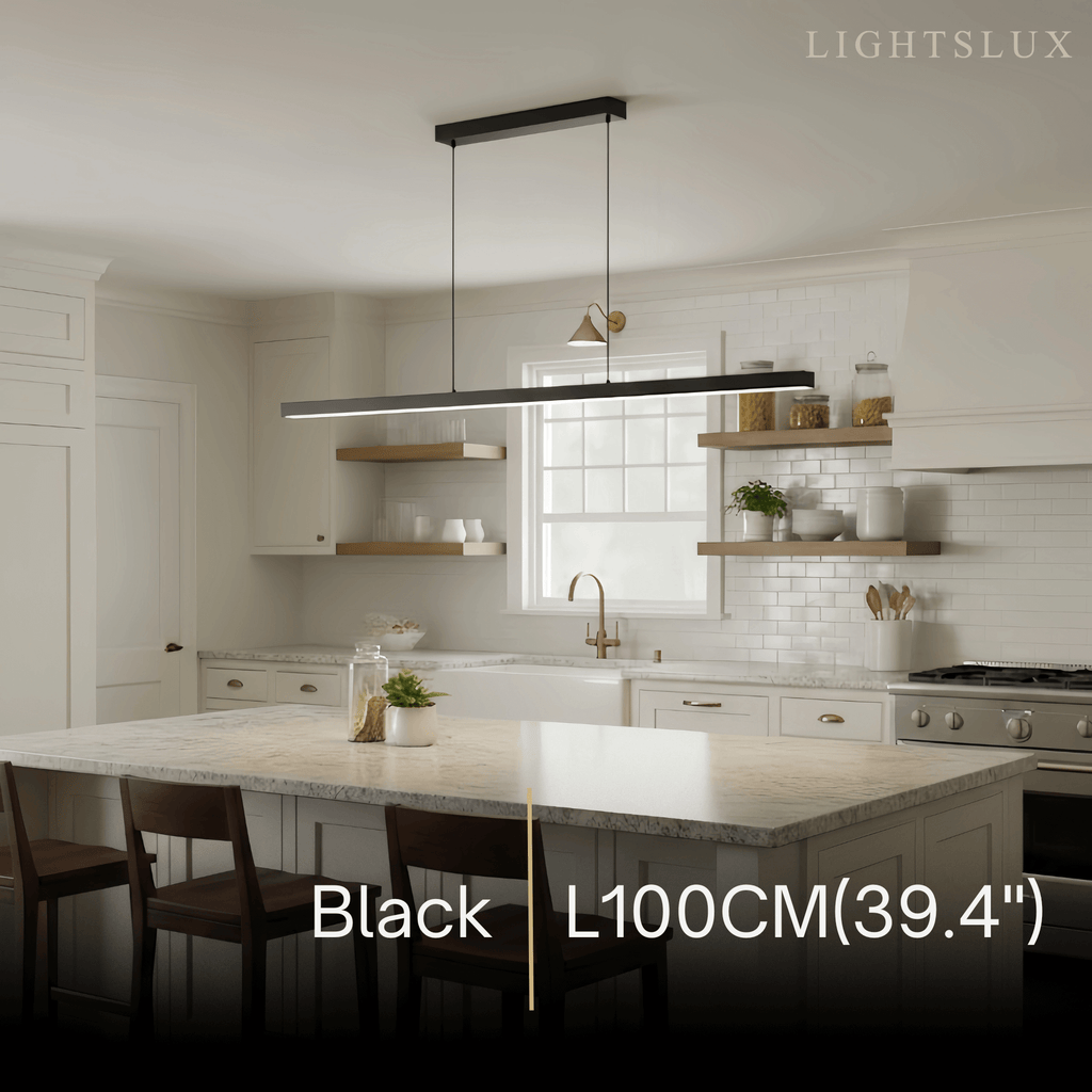 Minimalist Dimmable Linear Pendant Light – Black or White Acrylic for Dining Room - Flindria