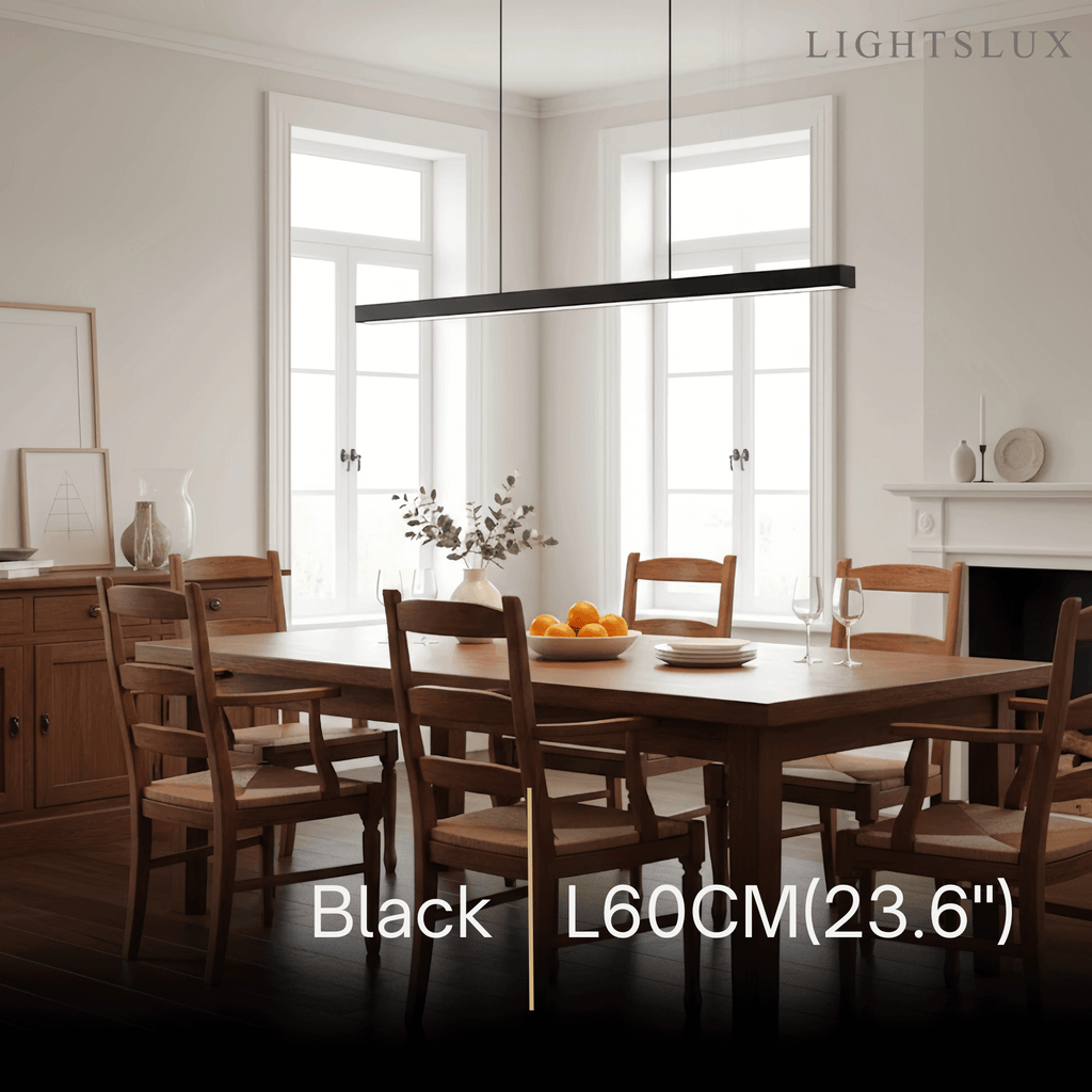 Minimalist Dimmable Linear Pendant Light – Black or White Acrylic for Dining Room - Flindria
