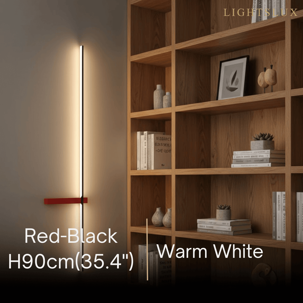 Minimalist Linear LED Wall Lamp – Black/White/ Red for Living Room - Flindria