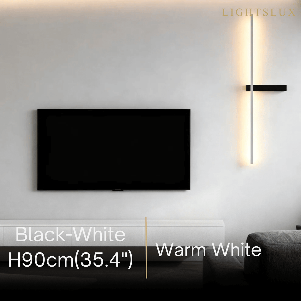 Minimalist Linear LED Wall Lamp – Black/White/ Red for Living Room - Flindria