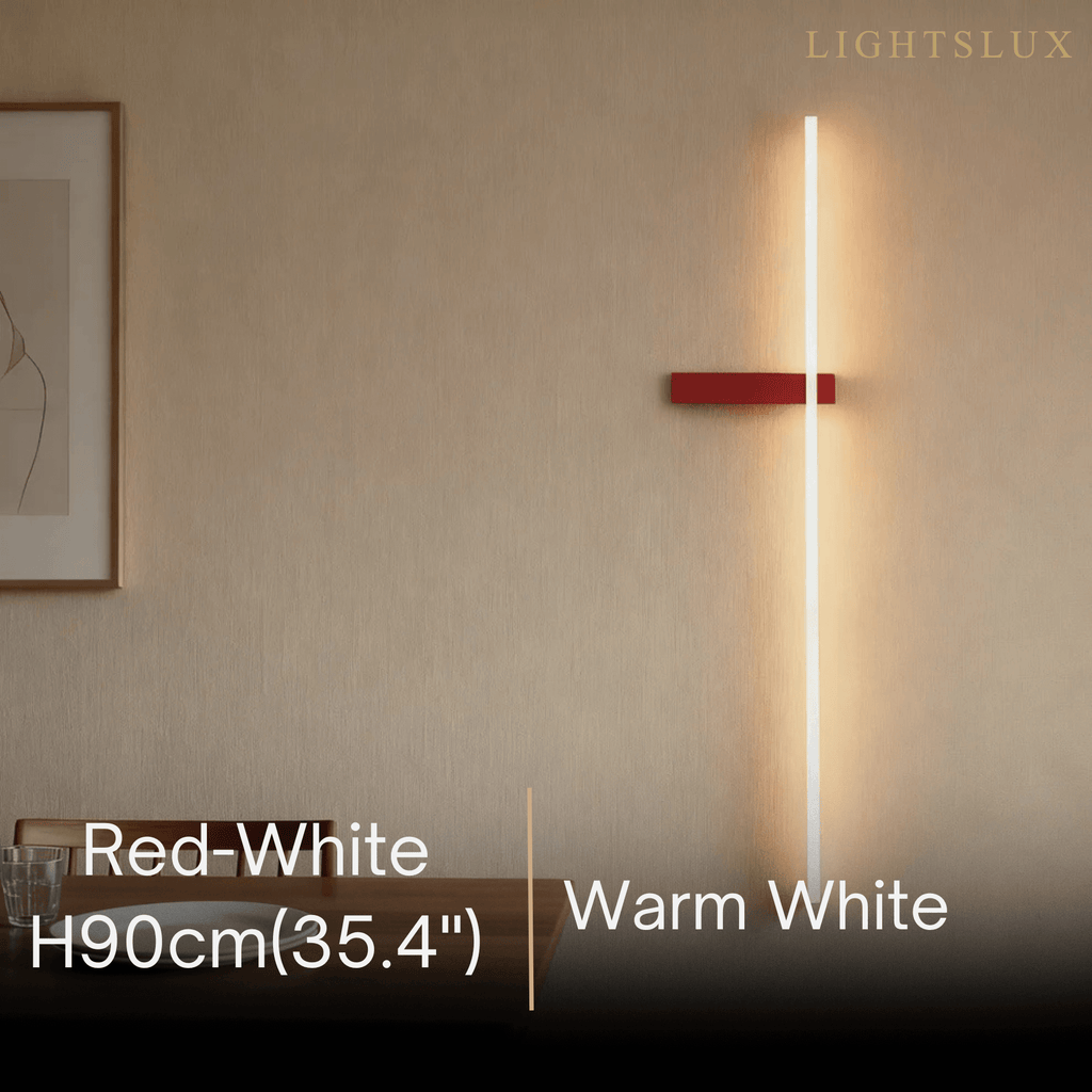 Minimalist Linear LED Wall Lamp – Black/White/ Red for Living Room - Flindria