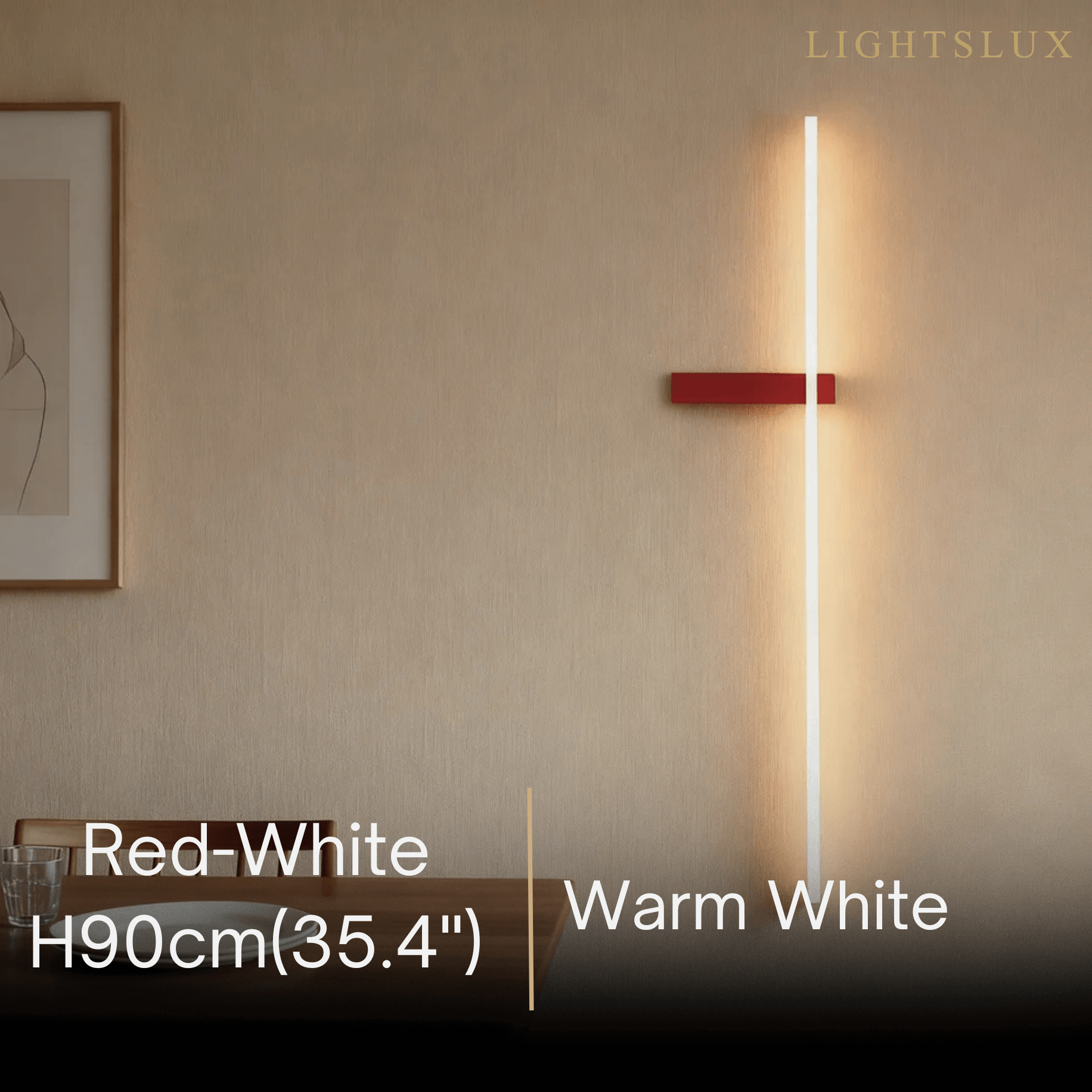 Minimalist Linear LED Wall Lamp – Black/White/ Red for Living Room - Flindria