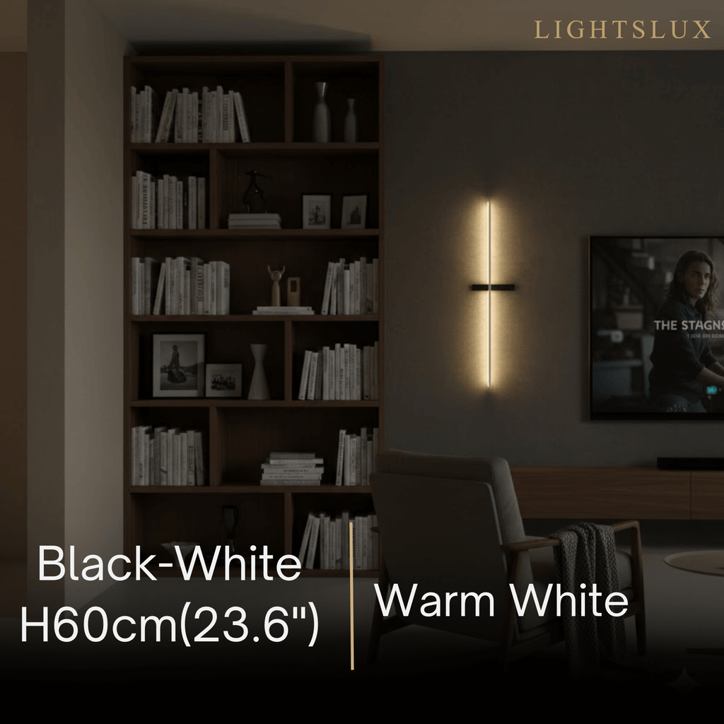 Minimalist Linear LED Wall Lamp – Black/White/ Red for Living Room - Flindria