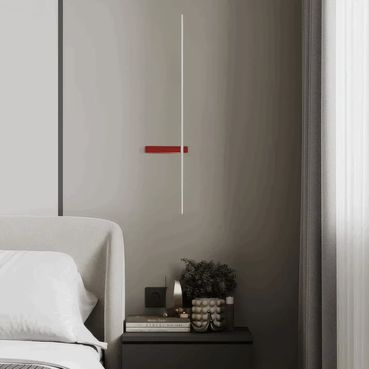 Minimalist Linear LED Wall Lamp – Black/White/ Red for Living Room - Flindria