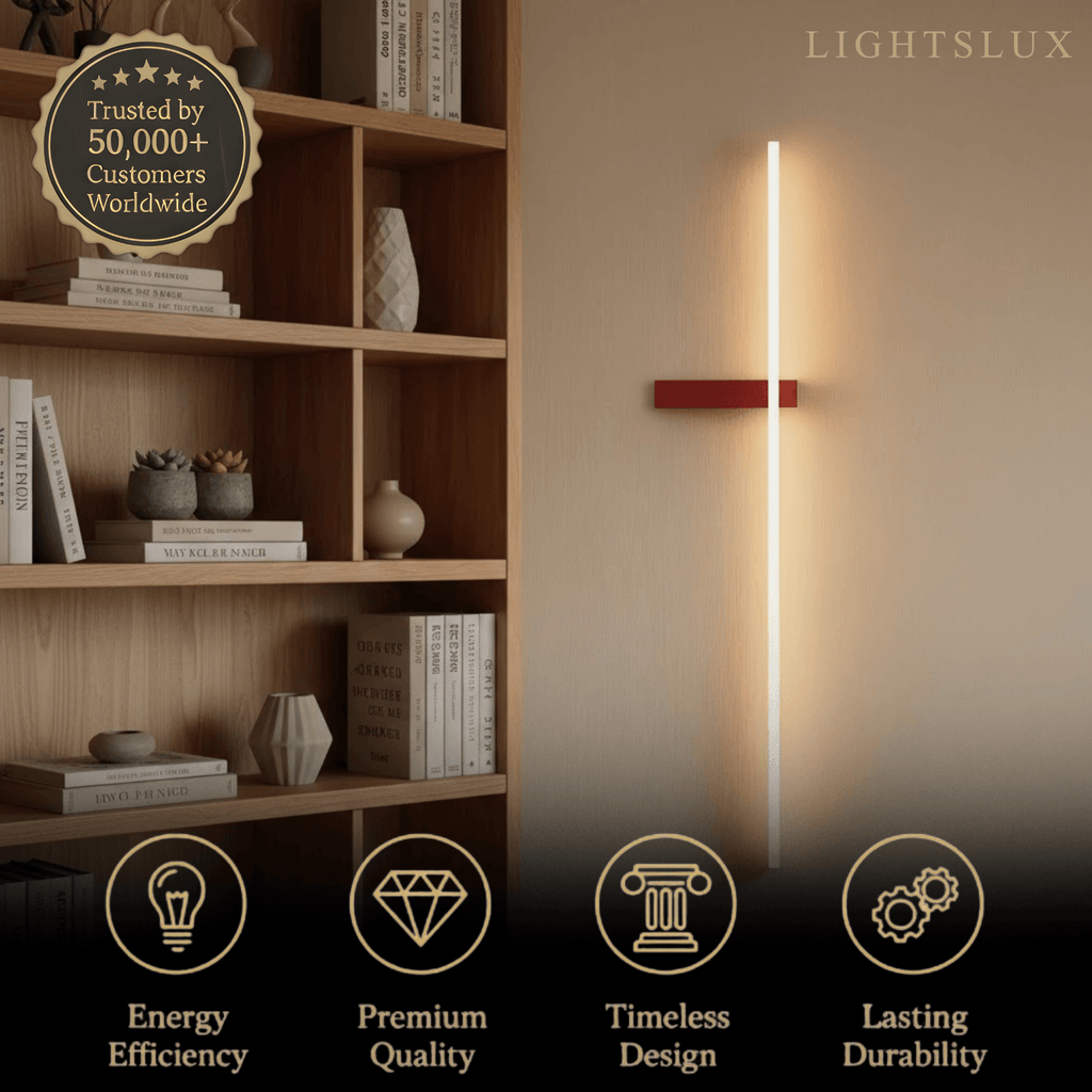 Minimalist Linear LED Wall Lamp – Black/White/ Red for Living Room - Flindria
