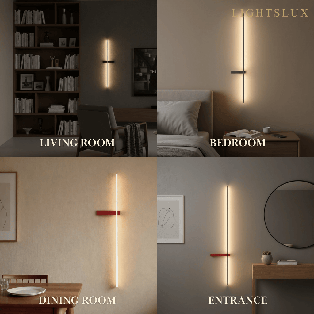 Minimalist Linear LED Wall Lamp – Black/White/ Red for Living Room - Flindria