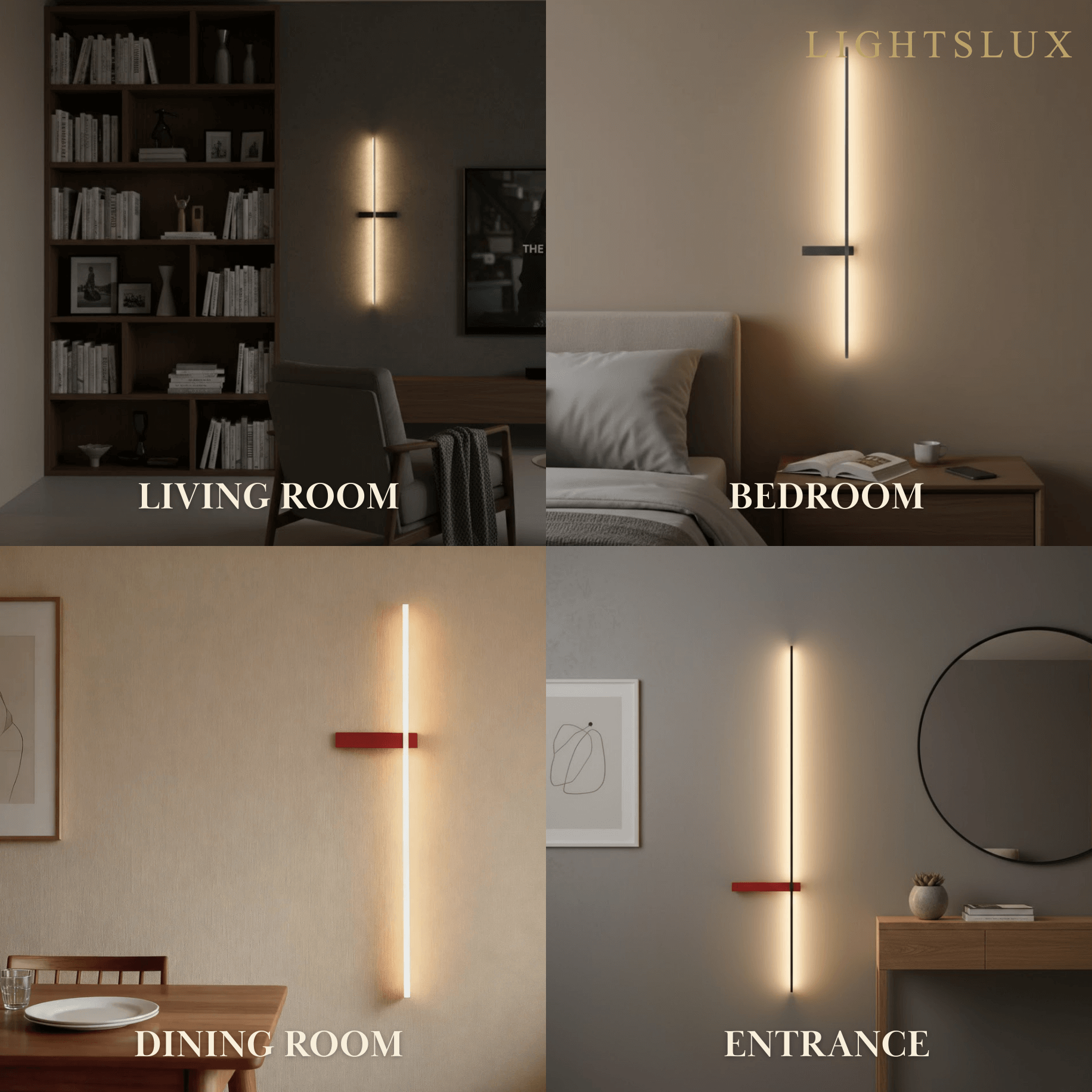 Minimalist Linear LED Wall Lamp – Black/White/ Red for Living Room - Flindria