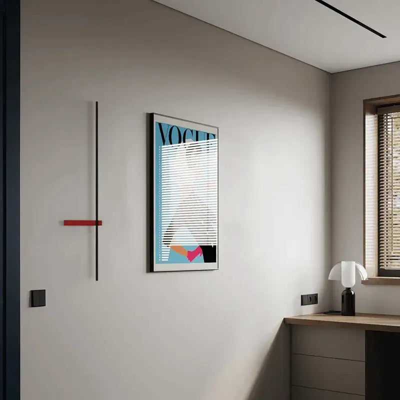 Minimalist Linear LED Wall Lamp – Black/White/ Red for Living Room - Flindria