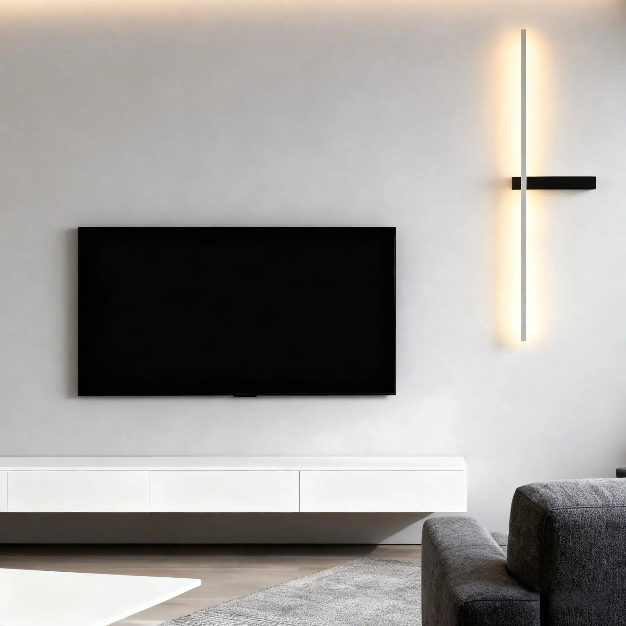 Minimalist Linear LED Wall Lamp – Black/White/ Red for Living Room - Flindria