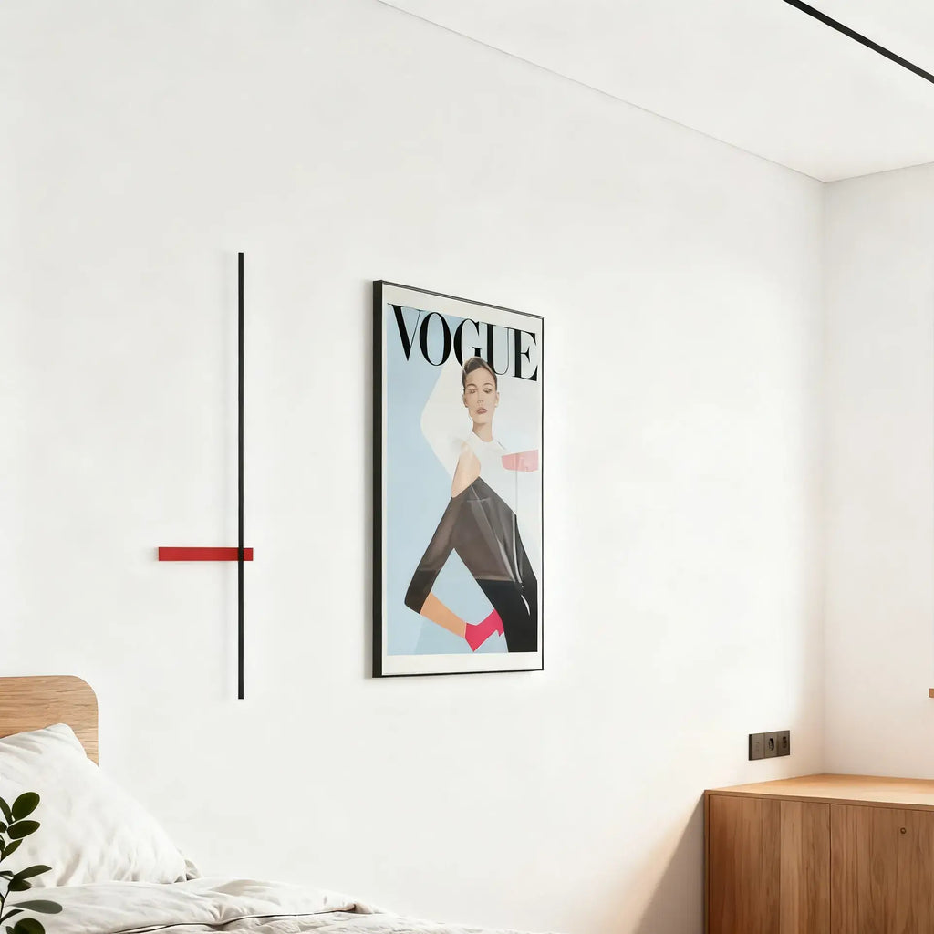 Minimalist Linear LED Wall Lamp – Black/White/ Red for Living Room - Flindria