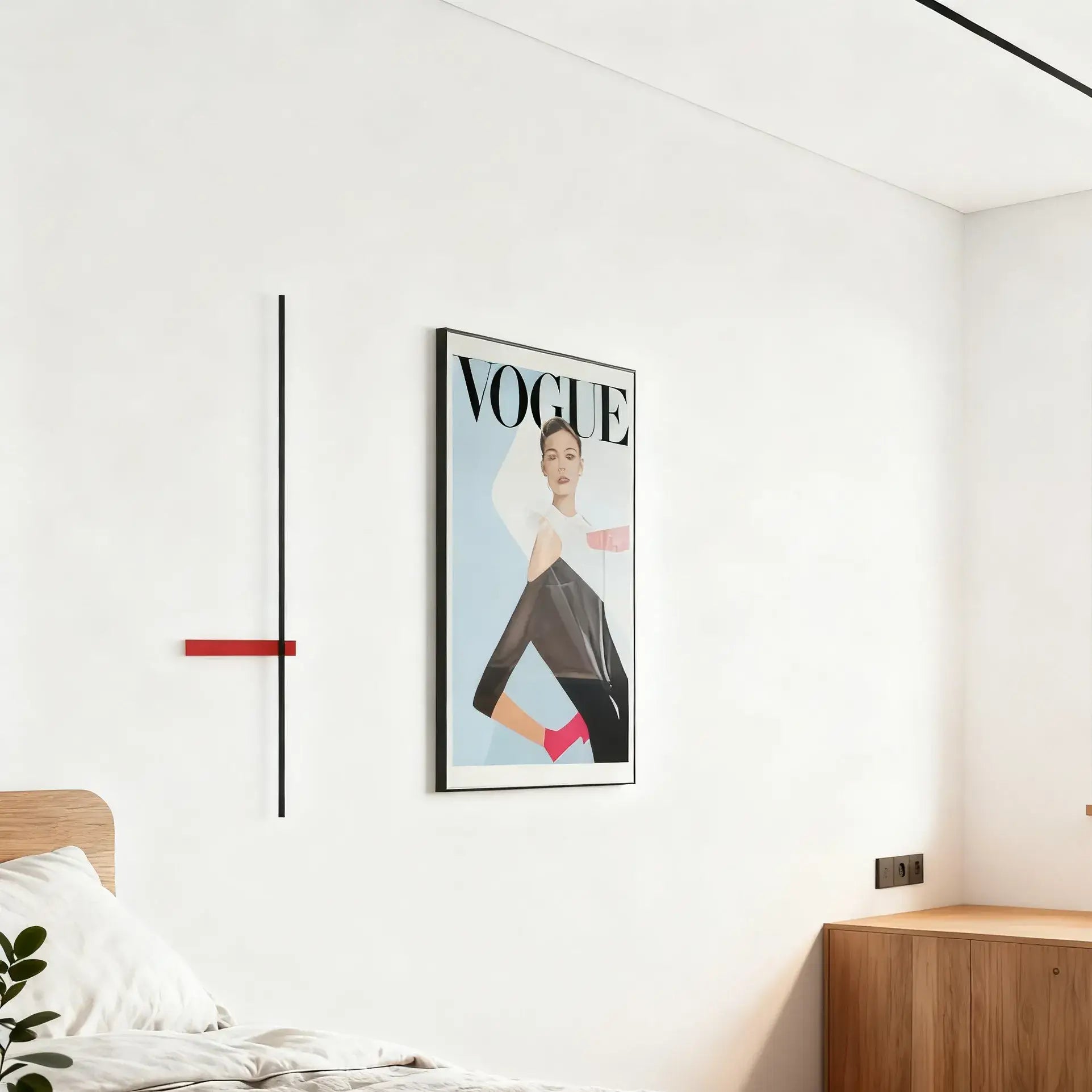 Minimalist Linear LED Wall Lamp – Black/White/ Red for Living Room - Flindria