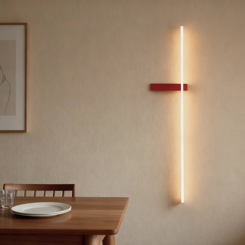 Minimalist Linear LED Wall Lamp – Black/White/ Red for Living Room - Flindria