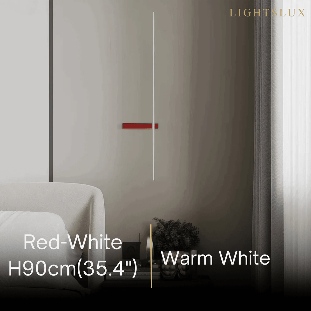 Minimalist Linear LED Wall Lamp – Black/White/ Red for Living Room - Flindria