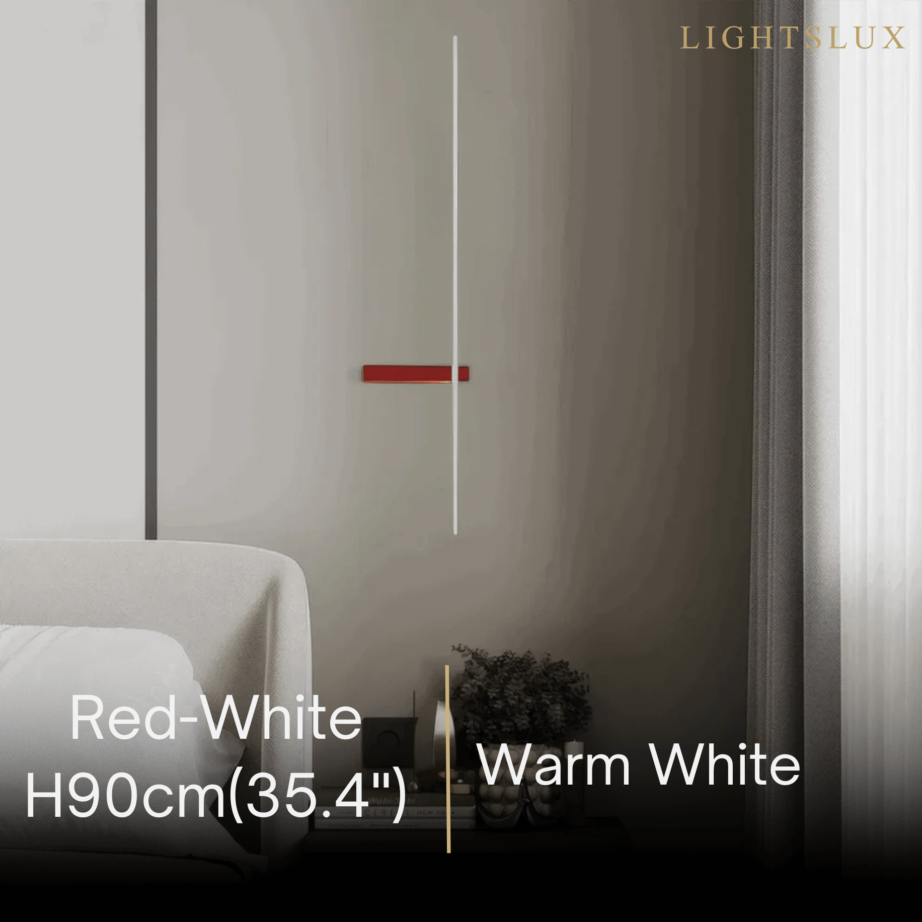 Minimalist Linear LED Wall Lamp – Black/White/ Red for Living Room - Flindria