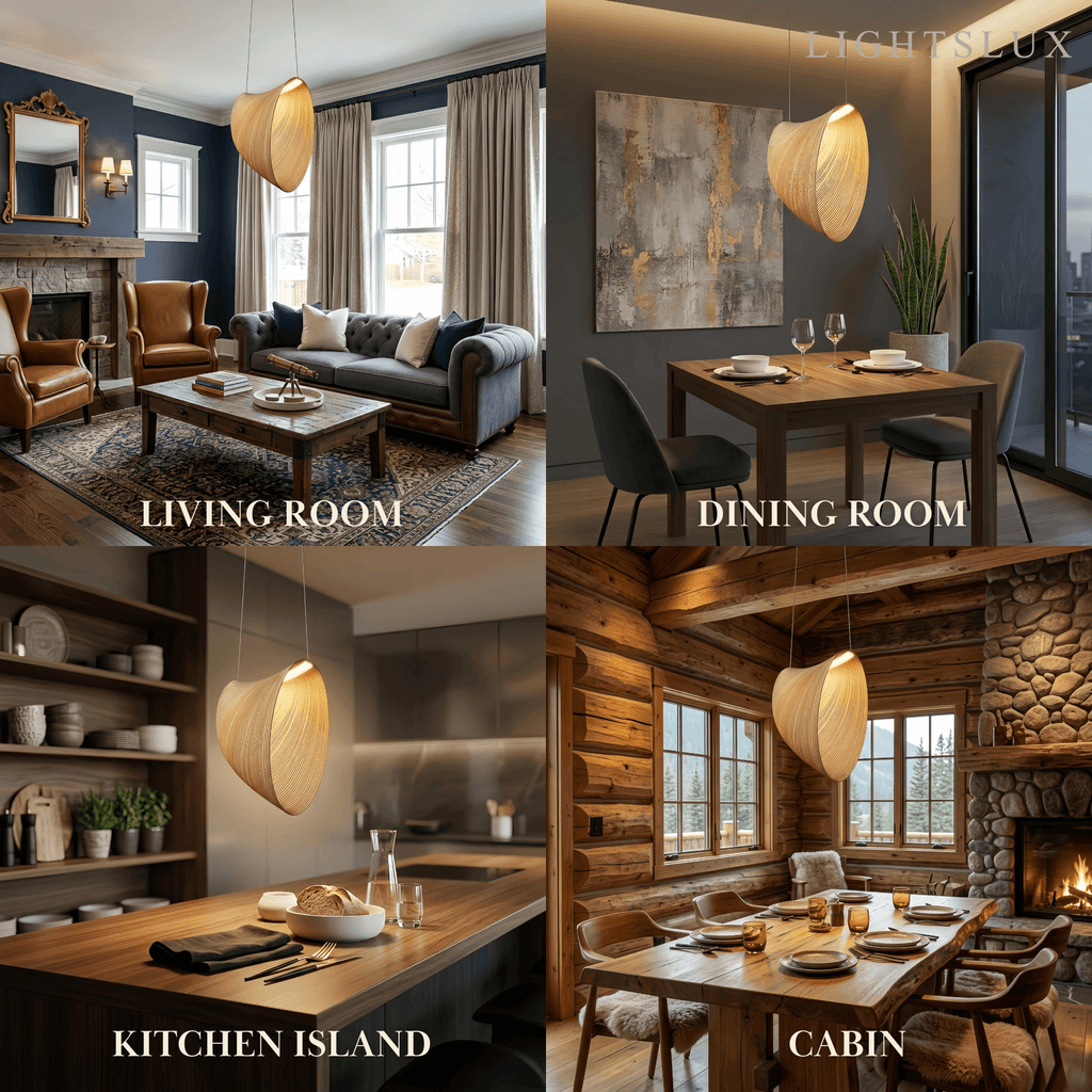 Art Deco Pendant Light - Irregular Wooden Design for Dining Room - Flindria