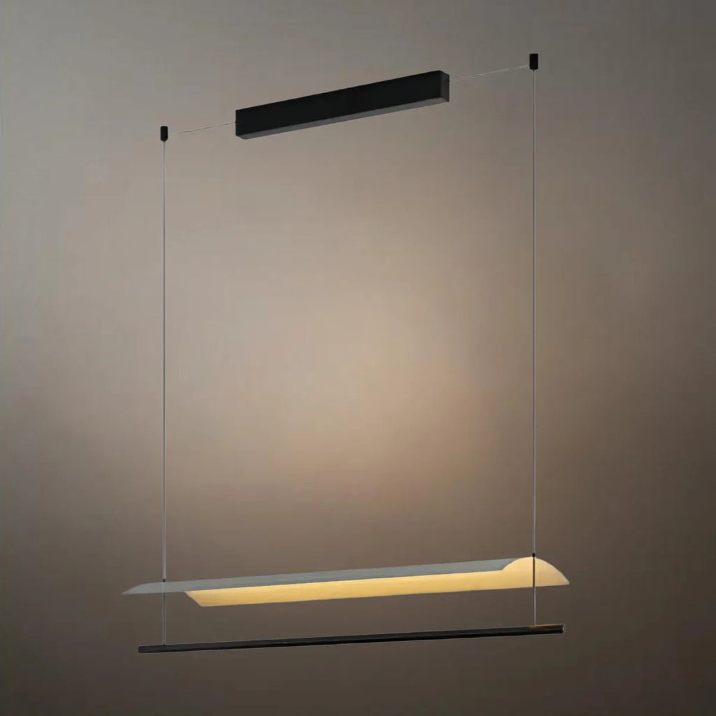 Minimalist Linear Pendant Light - Black Metal for Living Room/Dining Room - Flindria