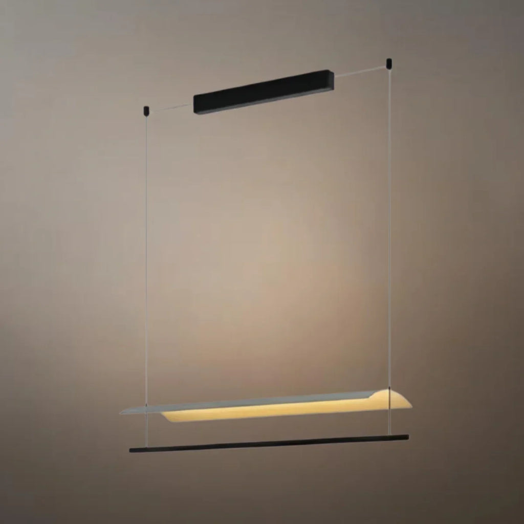 Minimalist Linear Pendant Light - Black Metal for Living Room/Dining Room - Flindria