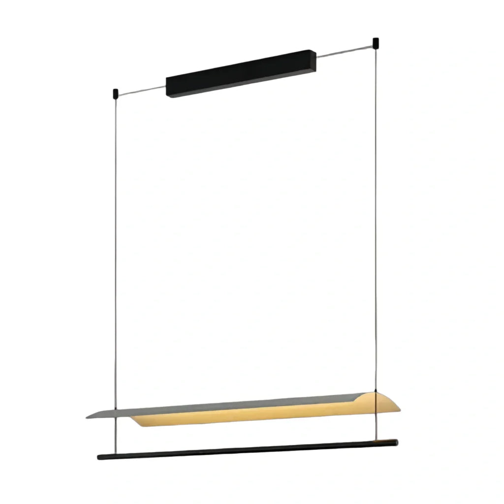 Minimalist Linear Pendant Light - Black Metal for Living Room/Dining Room - Flindria