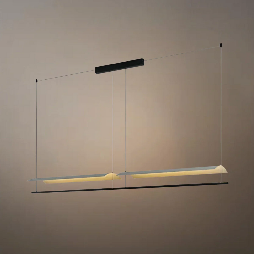 Minimalist Linear Pendant Light - Black Metal for Living Room/Dining Room - Flindria