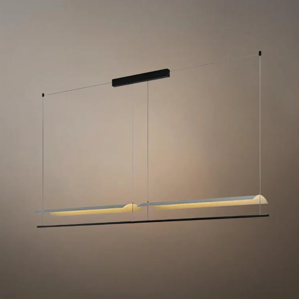 Minimalist Linear Pendant Light - Black Metal for Living Room/Dining Room - Flindria