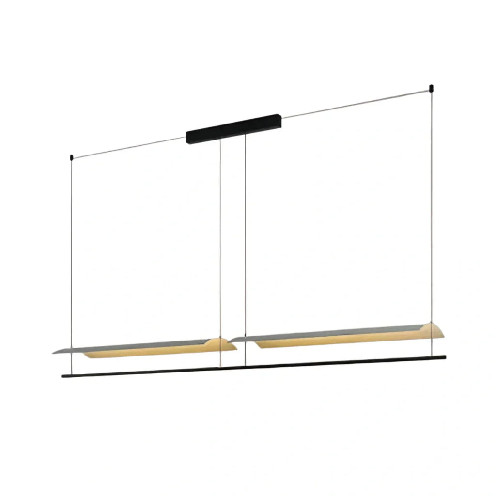 Minimalist Linear Pendant Light - Black Metal for Living Room/Dining Room - Flindria