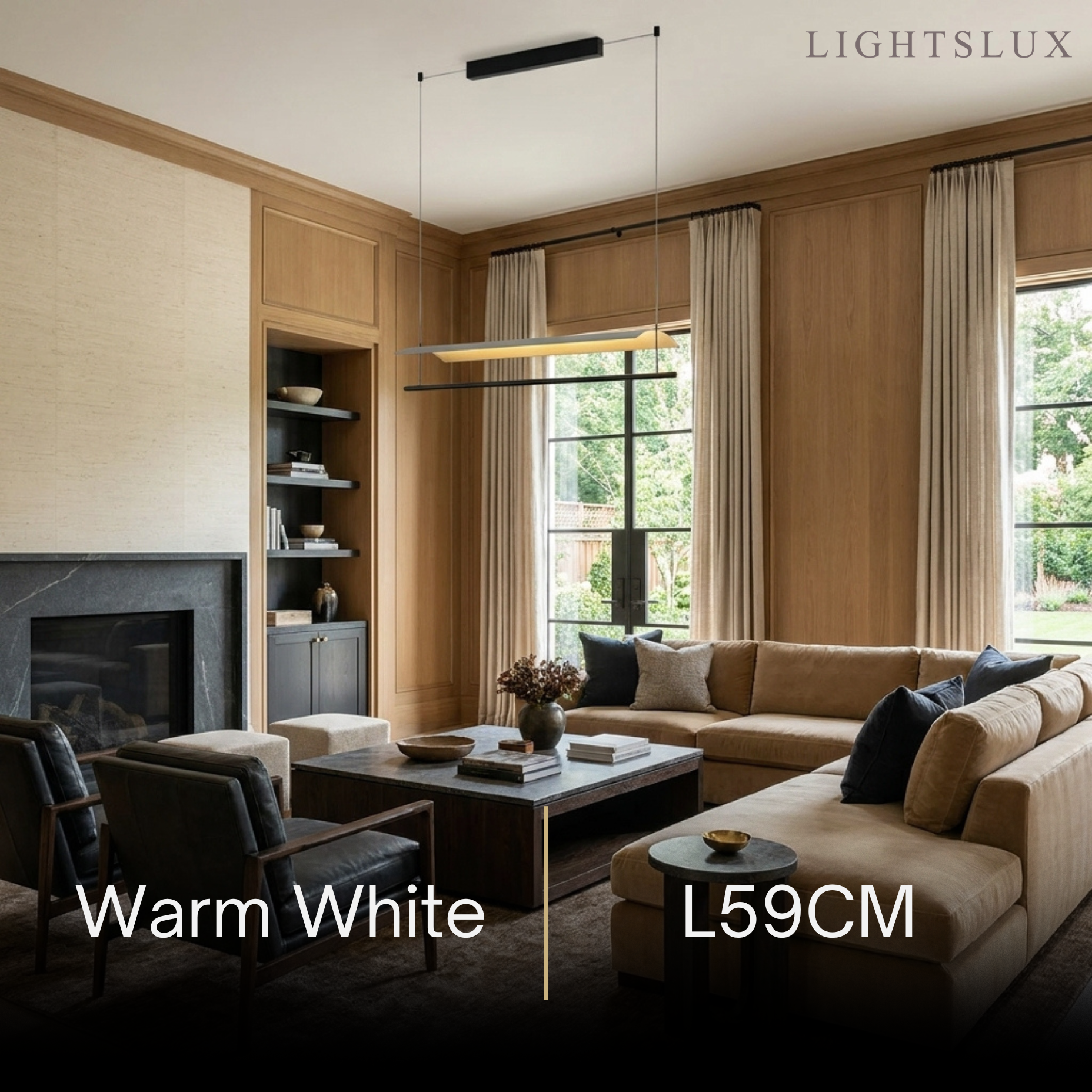 Minimalist Linear Pendant Light - Black Metal for Living Room/Dining Room - Flindria