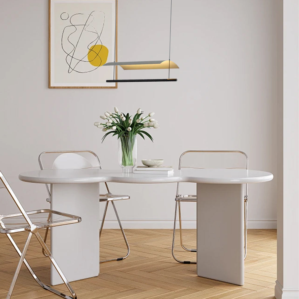 Minimalist Linear Pendant Light - Black Metal for Living Room/Dining Room - Flindria