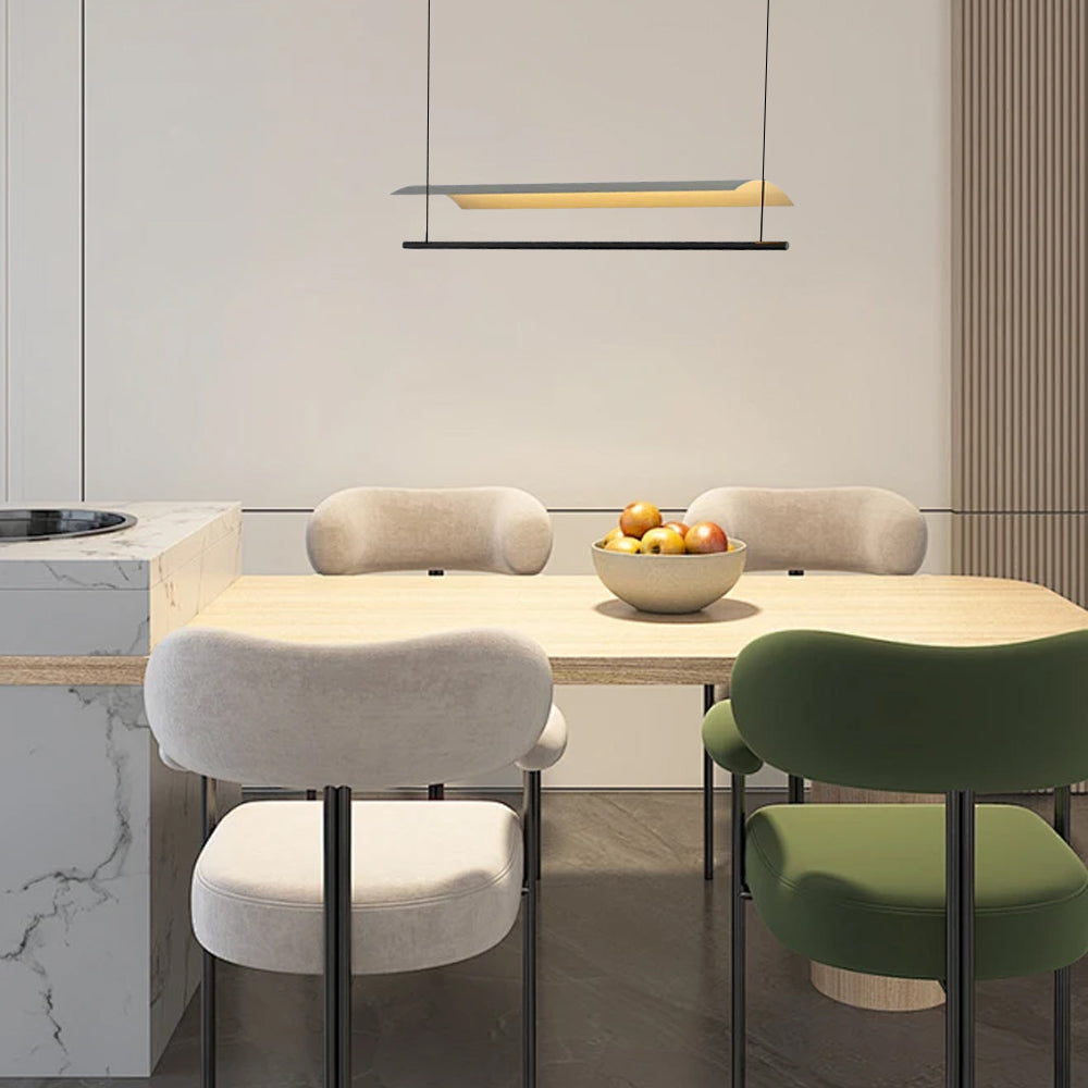 Minimalist Linear Pendant Light - Black Metal for Living Room/Dining Room - Flindria