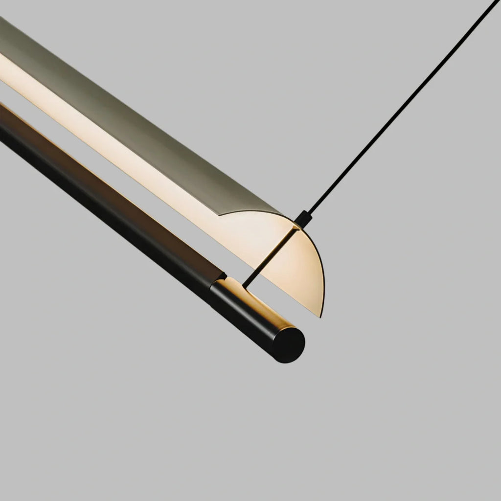 Minimalist Linear Pendant Light - Black Metal for Living Room/Dining Room - Flindria