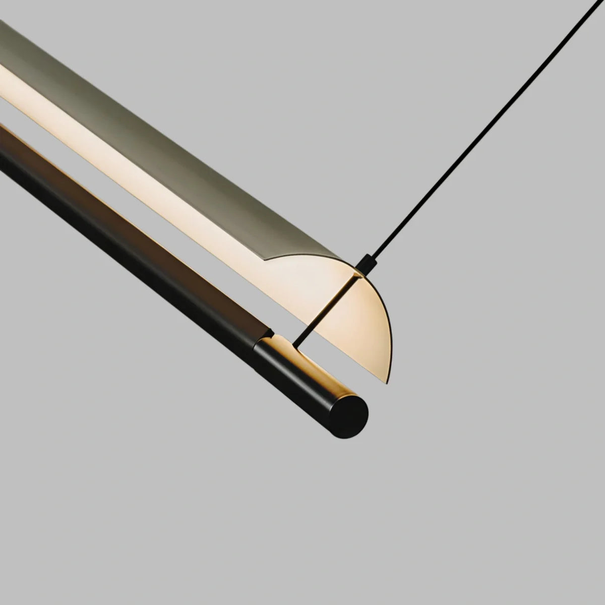 Minimalist Linear Pendant Light - Black Metal for Living Room/Dining Room - Flindria