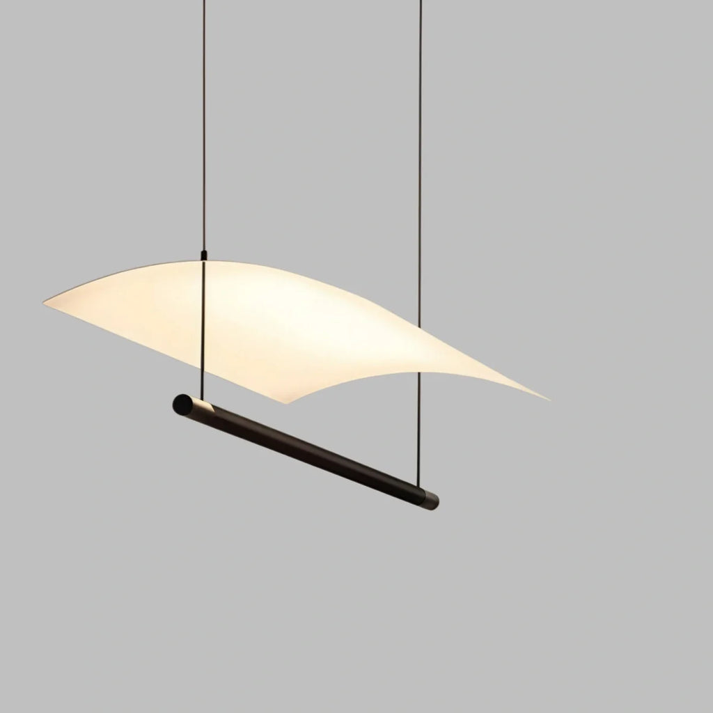 Minimalist Linear Pendant Light - Black Metal for Living Room/Dining Room - Flindria