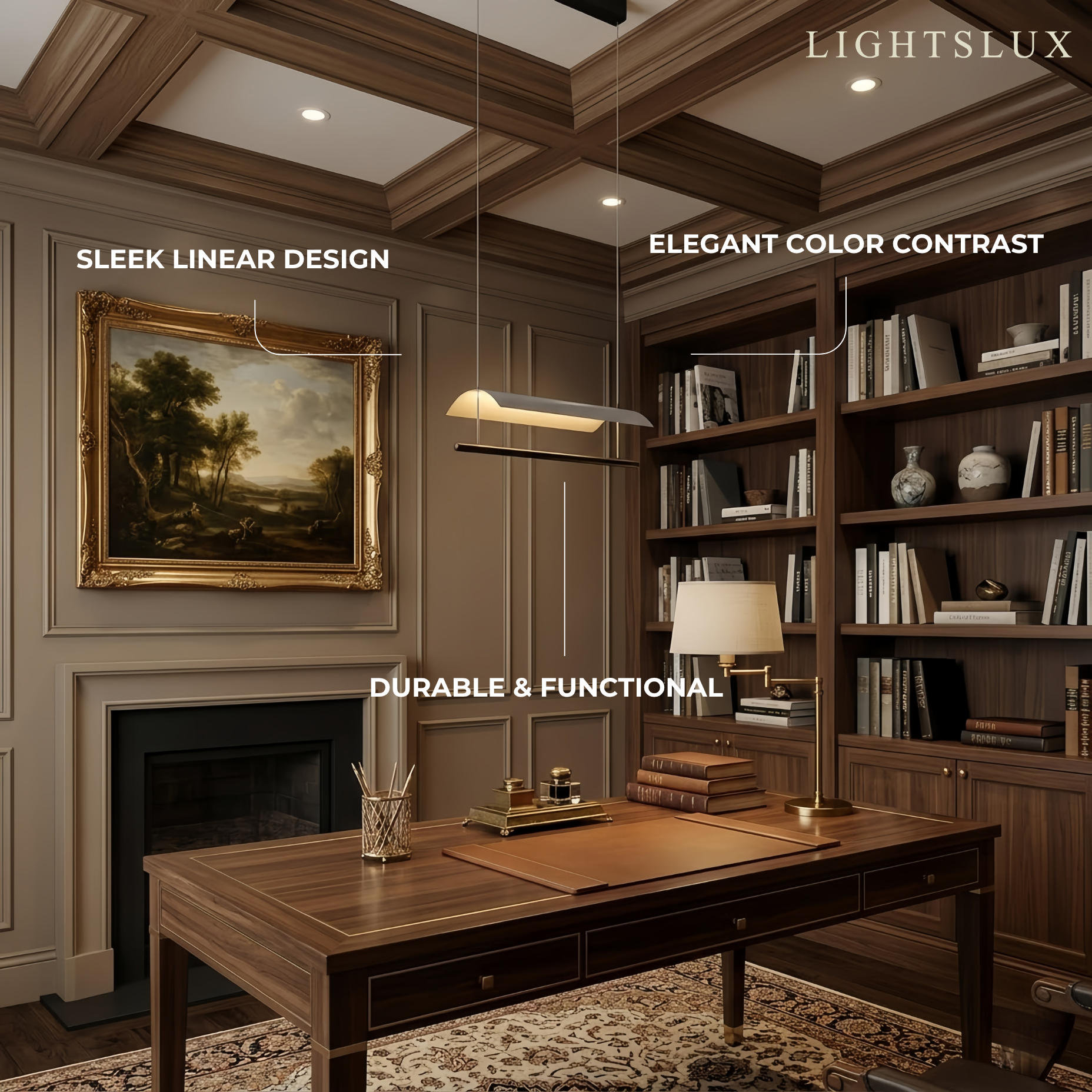 Minimalist Linear Pendant Light - Black Metal for Living Room/Dining Room - Flindria