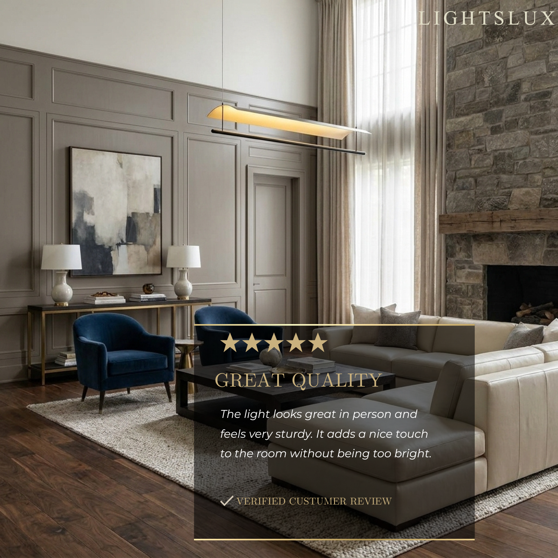 Minimalist Linear Pendant Light - Black Metal for Living Room/Dining Room - Flindria