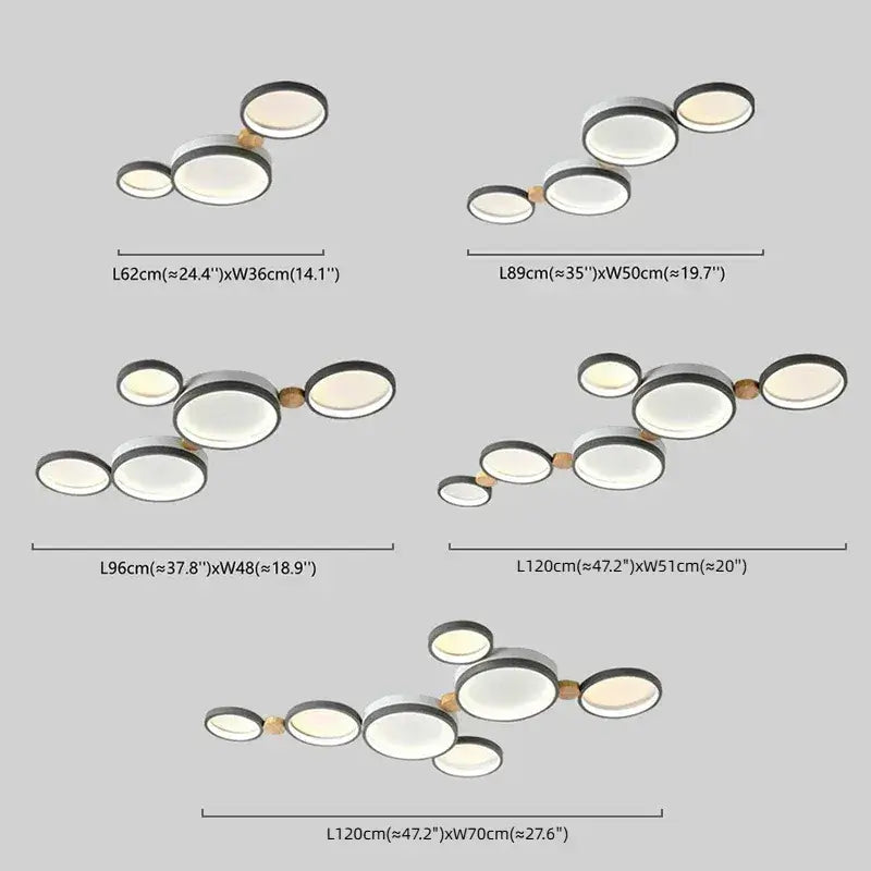 Modern Round Ceiling Light – Metal/Wood in Green/Grey/White for Living Room - Flindria