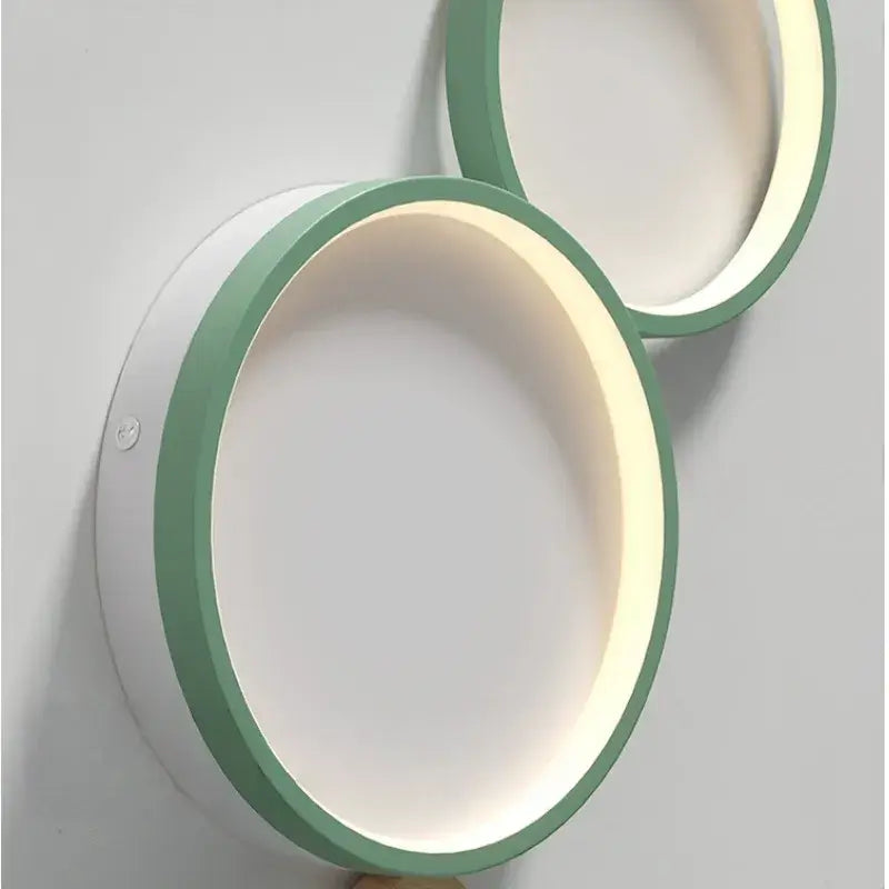 Modern Round Ceiling Light – Metal/Wood in Green/Grey/White for Living Room - Flindria