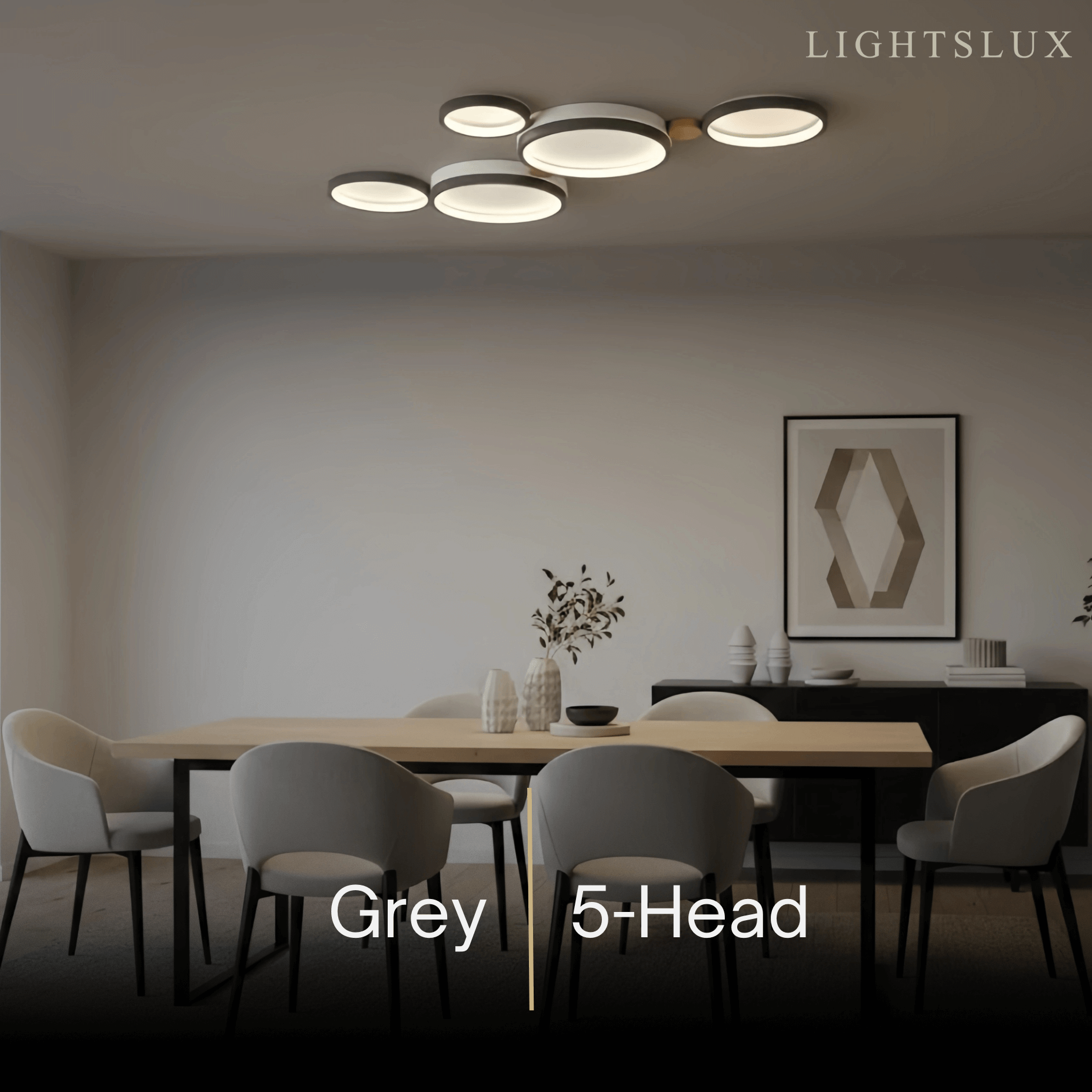 Modern Round Ceiling Light – Metal/Wood in Green/Grey/White for Living Room - Flindria