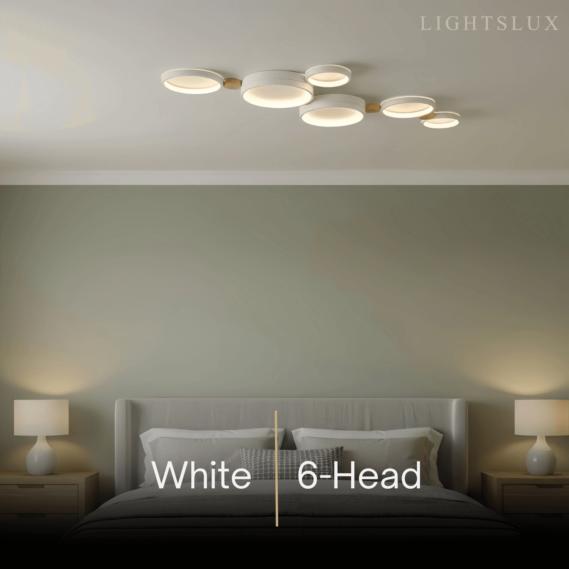 Modern Round Ceiling Light – Metal/Wood in Green/Grey/White for Living Room - Flindria