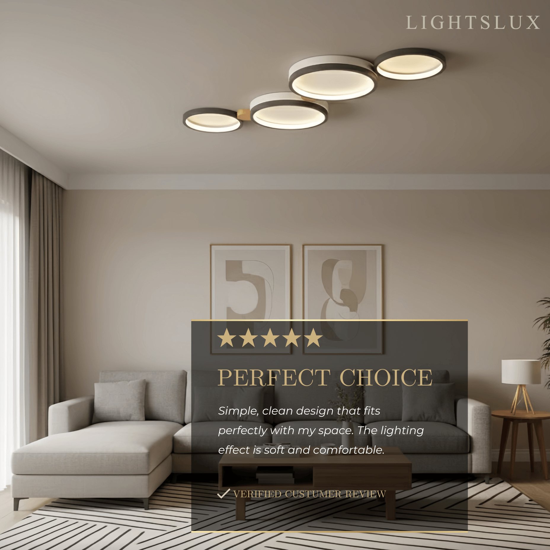 Modern Round Ceiling Light – Metal/Wood in Green/Grey/White for Living Room - Flindria