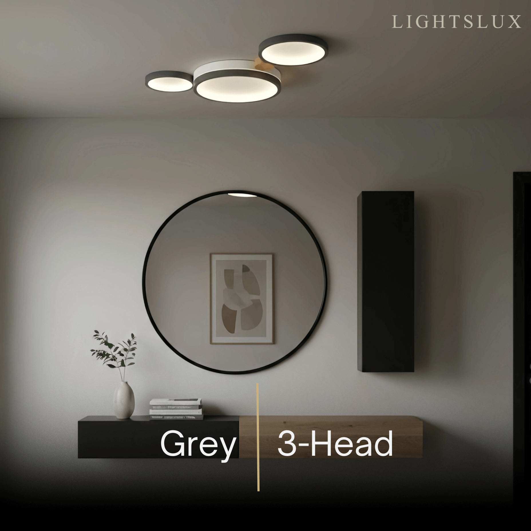Modern Round Ceiling Light – Metal/Wood in Green/Grey/White for Living Room - Flindria