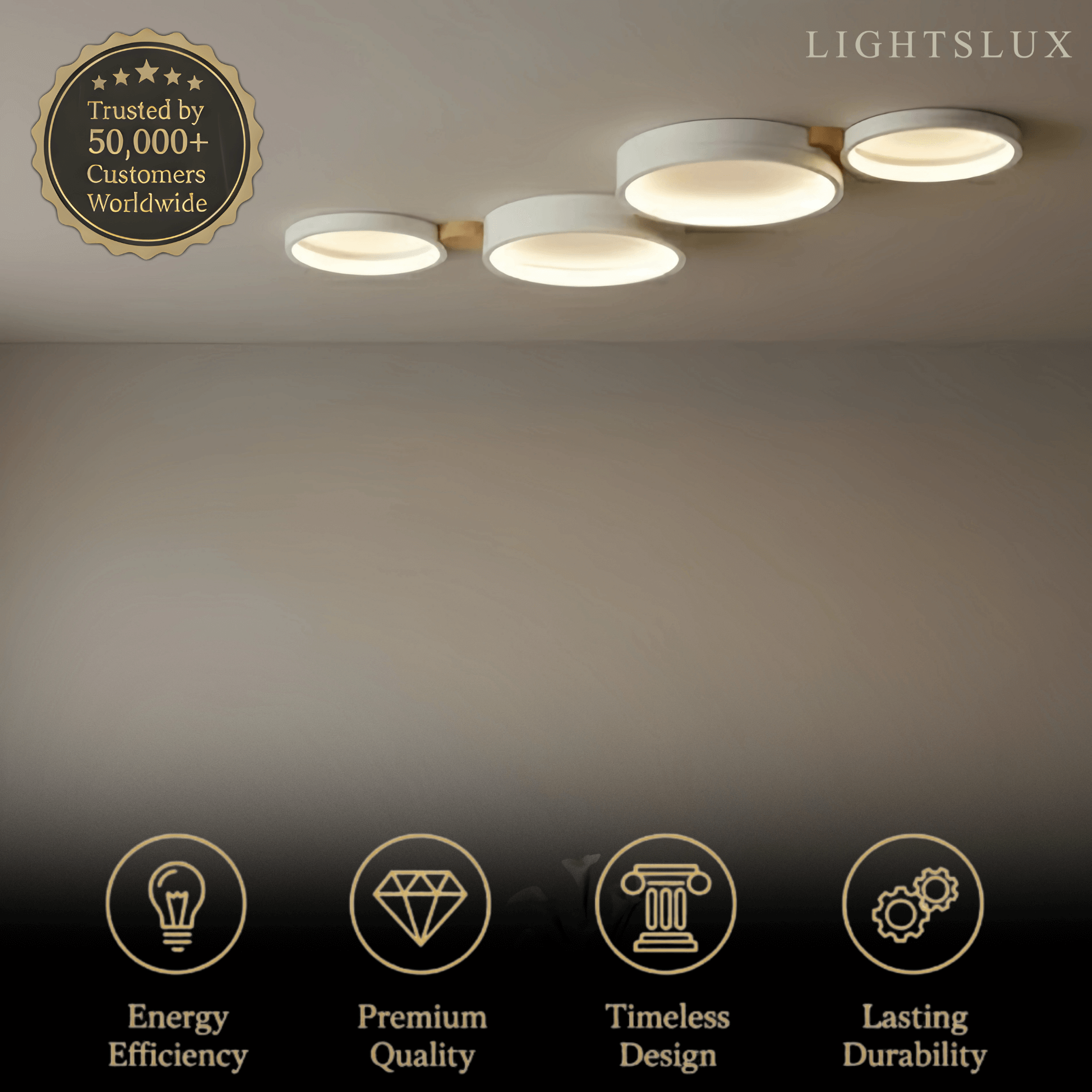 Modern Round Ceiling Light – Metal/Wood in Green/Grey/White for Living Room - Flindria