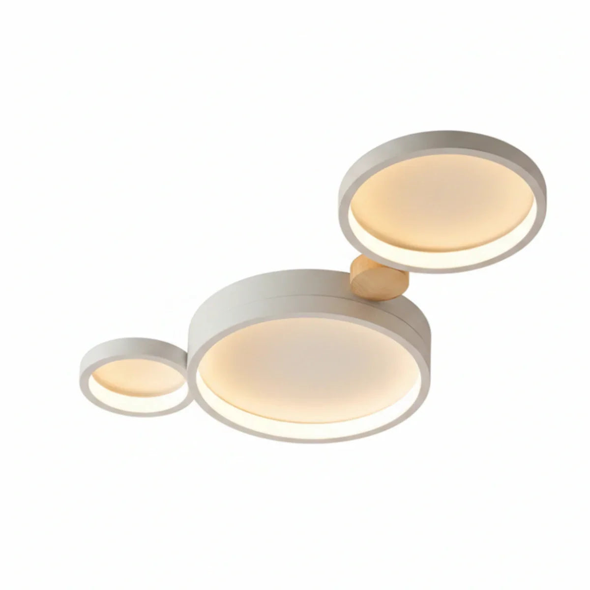 Modern Round Ceiling Light – Metal/Wood in Green/Grey/White for Living Room - Flindria