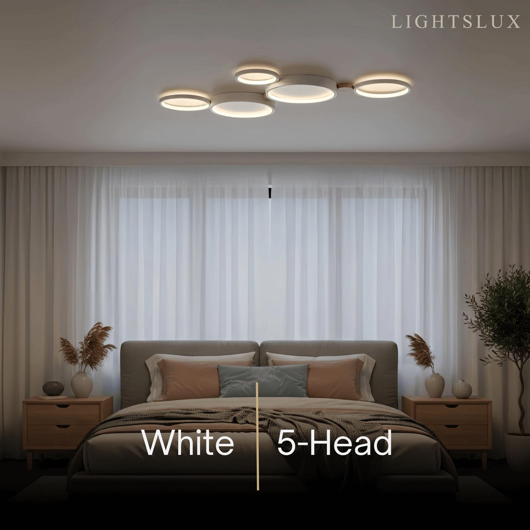 Modern Round Ceiling Light – Metal/Wood in Green/Grey/White for Living Room - Flindria