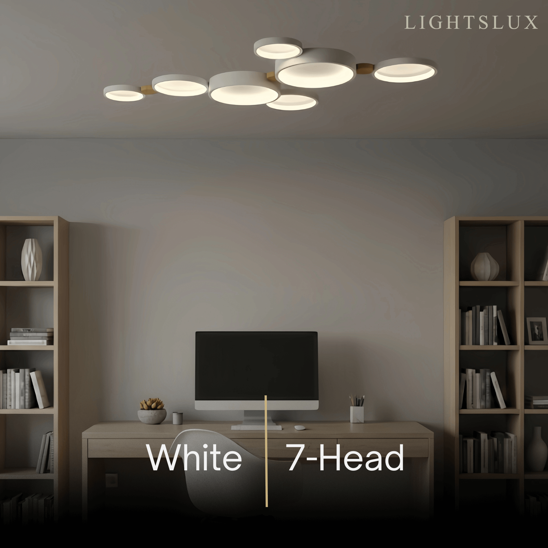 Modern Round Ceiling Light – Metal/Wood in Green/Grey/White for Living Room - Flindria