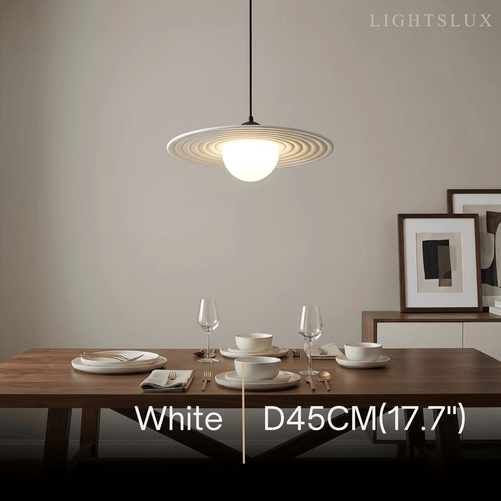 Modern Black/White Pendant Light – Metal Saucer Design for Living Room - Flindria