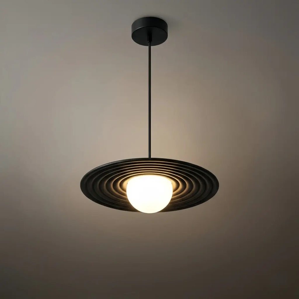 Modern Black/White Pendant Light – Metal Saucer Design for Living Room - Flindria